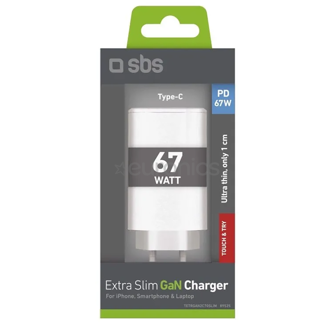 SBS Wall Charger, 2xUSB-C, 67 Вт, белый - Зарядное устройство
