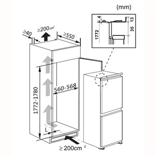 Hisense, NoFrost, 246 L, kõrgus 178 cm - Integreeritav külmik