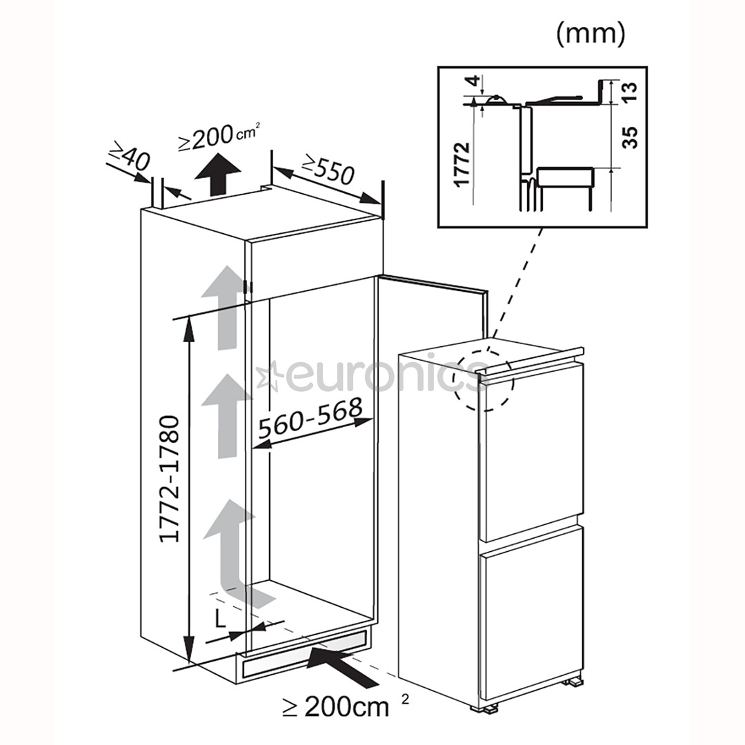 Hisense, NoFrost, 246 L, kõrgus 178 cm - Integreeritav külmik