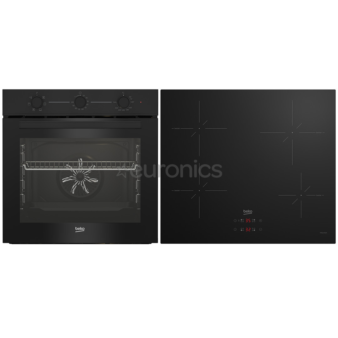 Beko, 72 L, black - Built-in oven + induction hob
