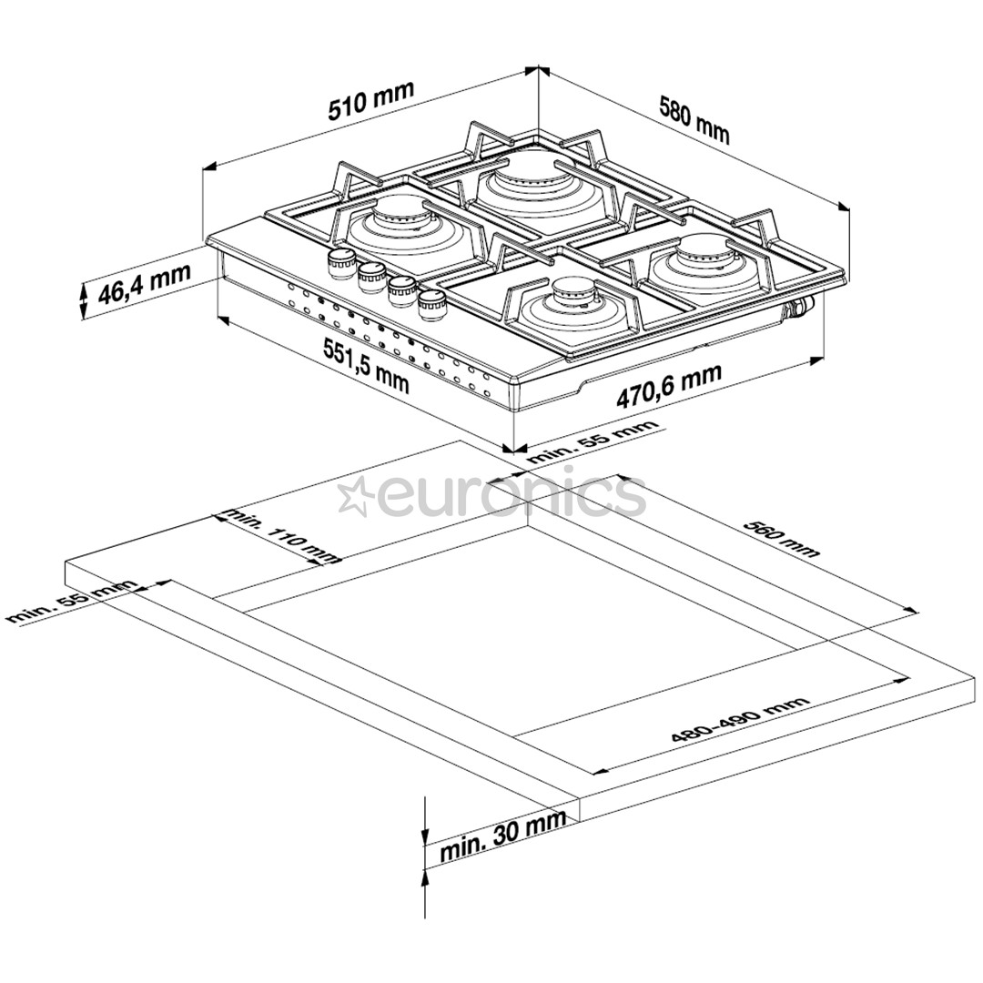 Beko, 72 L, black - Built-in oven + Gas Hob