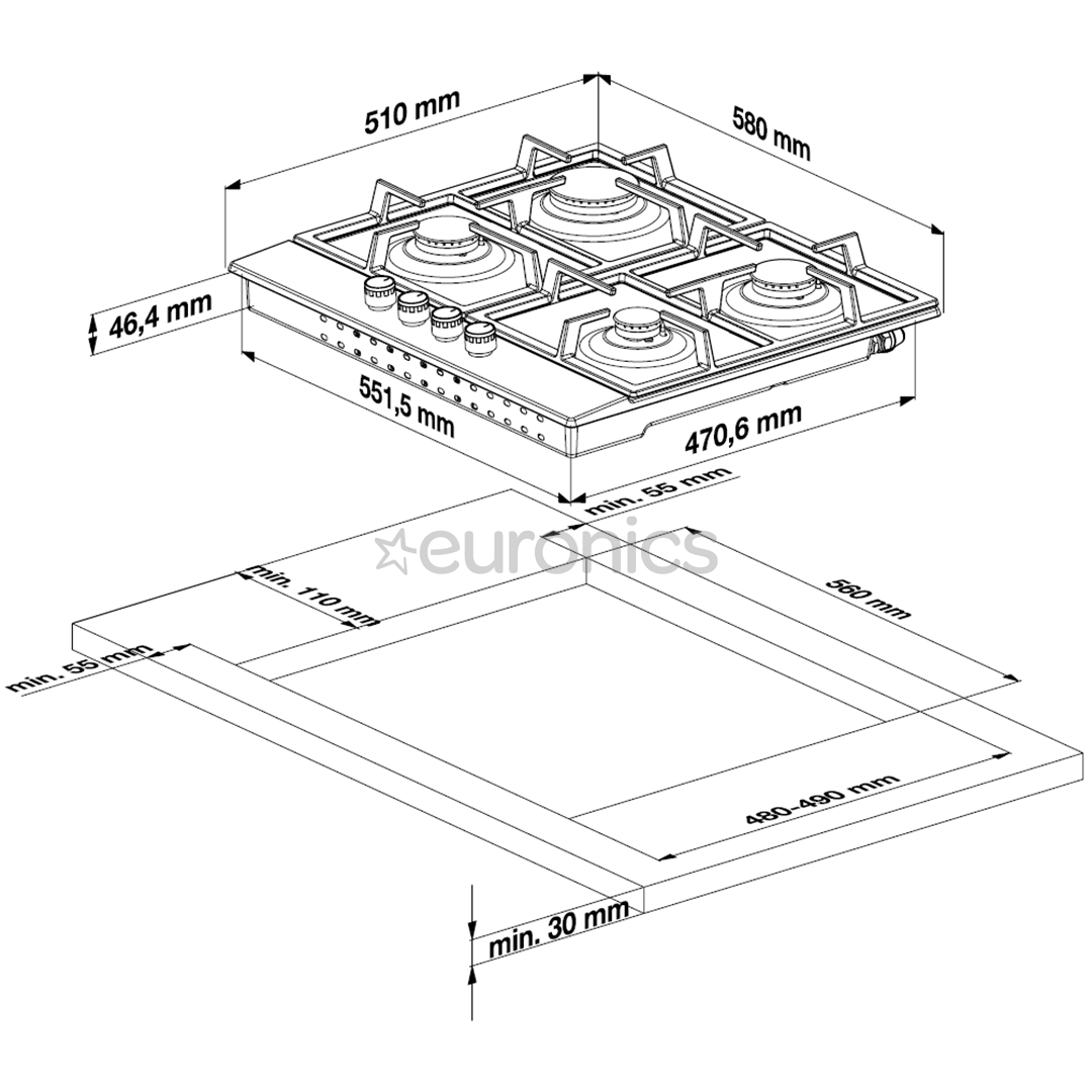 Beko, 72 L, must - Integreeritav ahi + gaasipliidiplaat