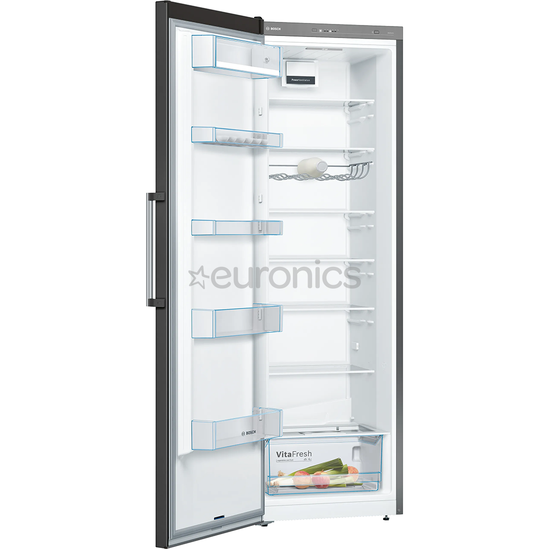 Bosch Series 4, NoFrost, height 186 cm, 346 L, black - Cooler
