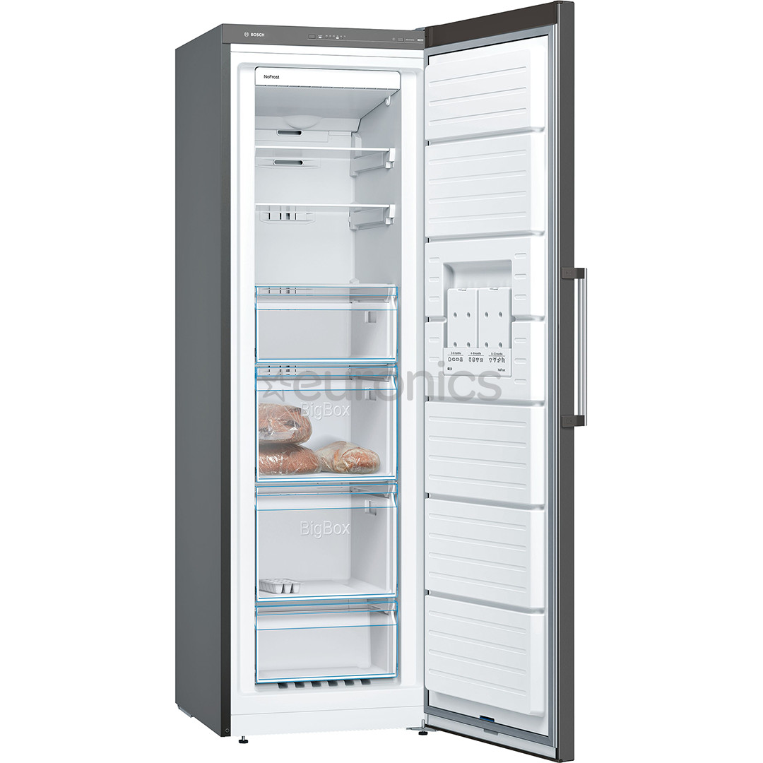 Bosch, Series 4, NoFrost, 242 L, height 186 cm, black - Freezer