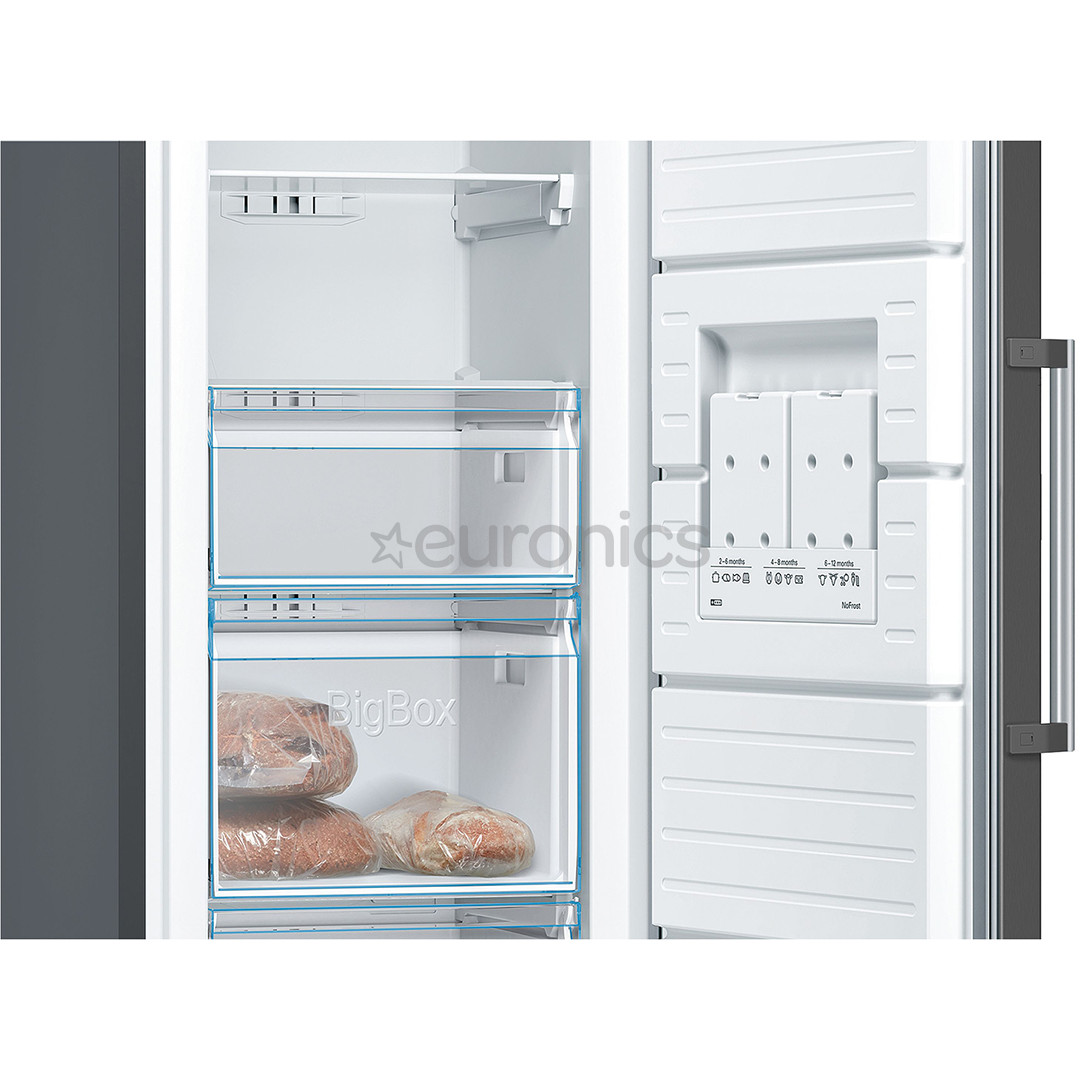 Bosch, Series 4, NoFrost, 242 L, height 186 cm, black - Freezer