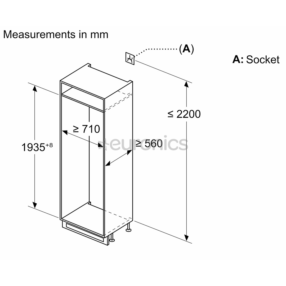 Bosch, Seeria 4, NoFrost, 383 L, kõrgus 194 cm - Integreeritav külmik