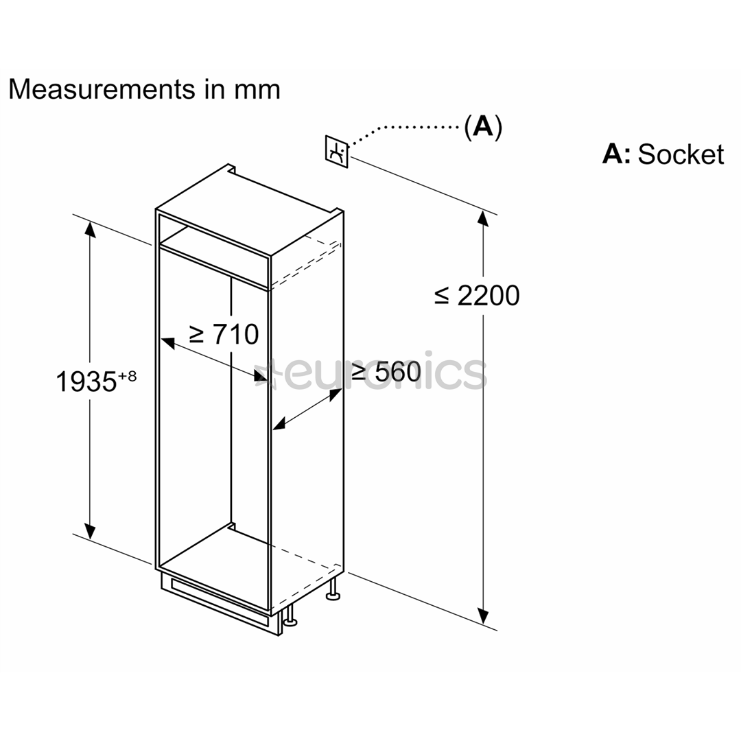 Bosch, Series 4, NoFrost, 383 L, height 194 cm - Built-in refrigerator