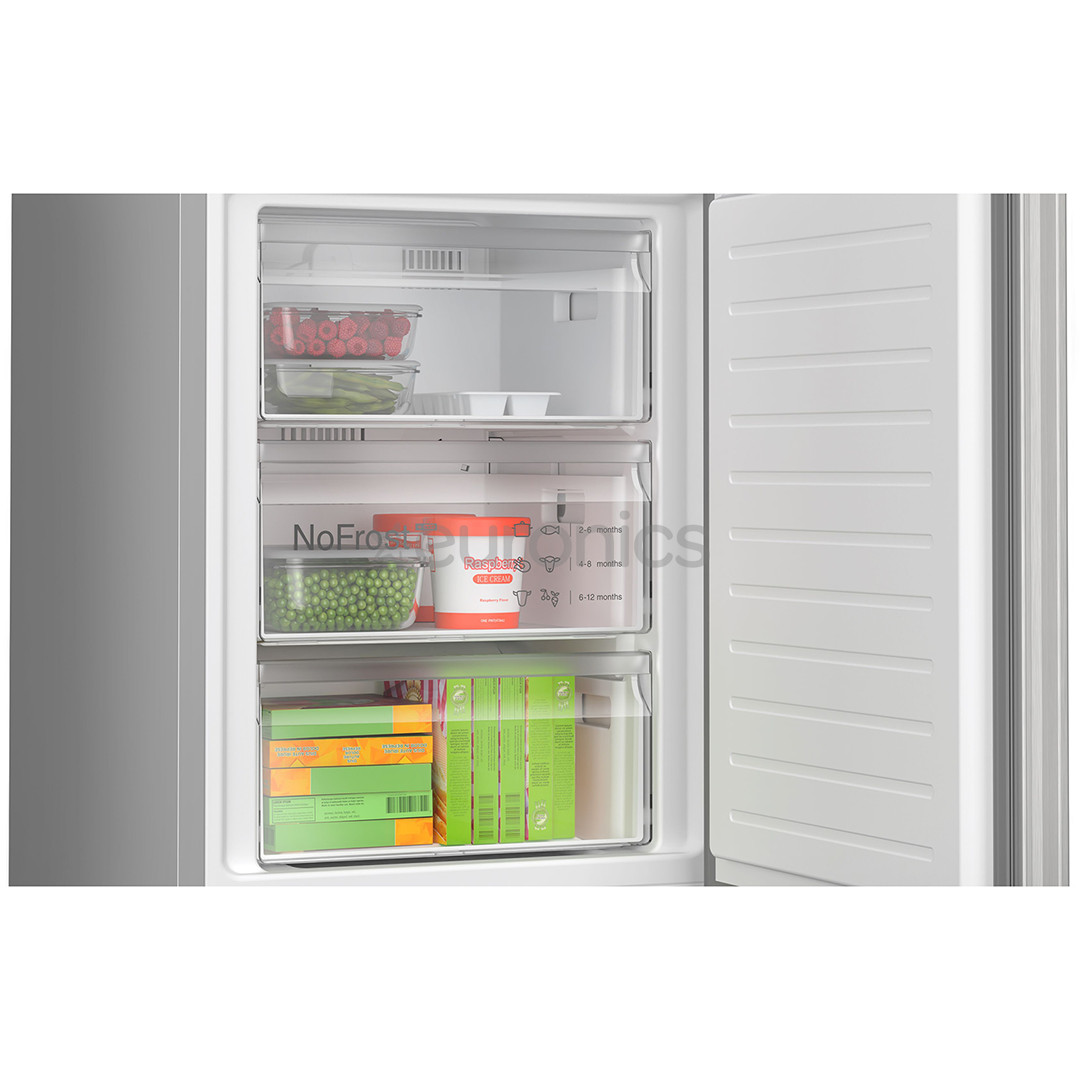 Bosch, Seeria 4, NoFrost, 363 L, kõrgus 203 cm, roostevaba teras - Külmik