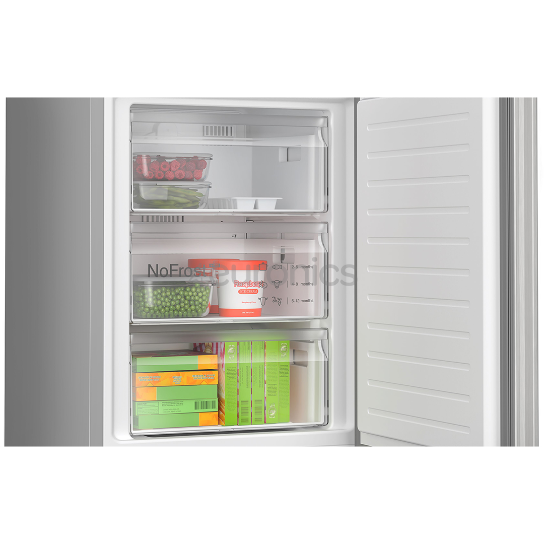 Bosch, Seeria 4, NoFrost, 363 L, kõrgus 203 cm, roostevaba teras - Külmik