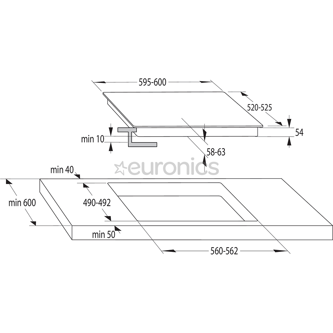 Gorenje, widht 59,5 cm, frameless, black - Built-in induction hob