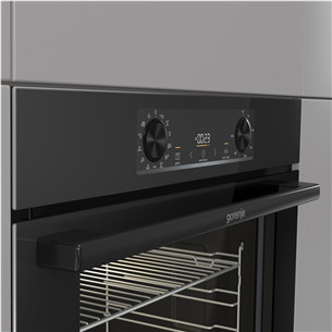 Gorenje, 77 L, pyrolytic cleaning, black - Built-in oven