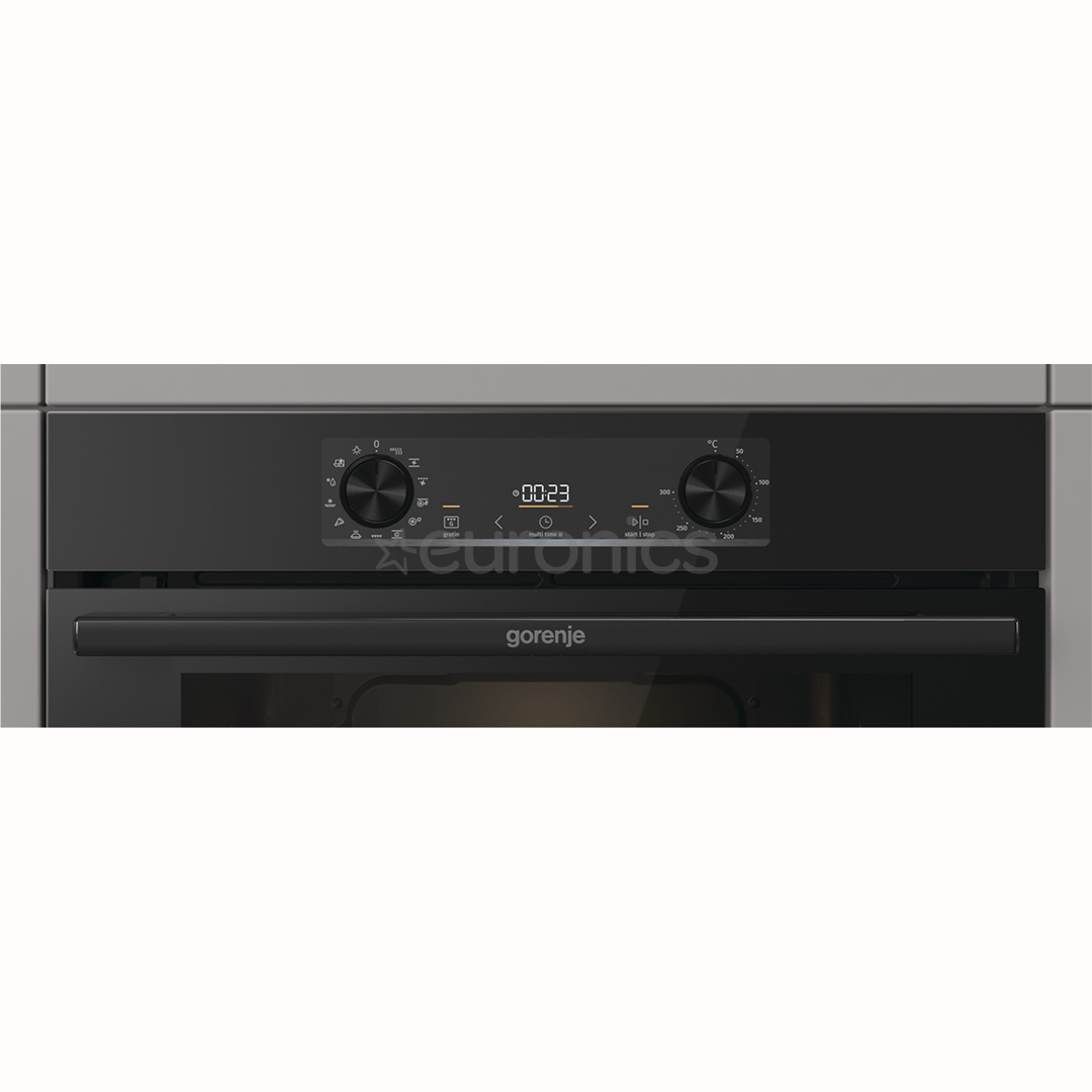 Gorenje, 77 L, pyrolytic cleaning, black - Built-in oven