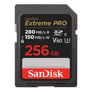 SanDisk Extreme Pro, UHS-II, SDXC, 256 ГБ, черный - Карта памяти SDSDXEP-256G-GN4INSD