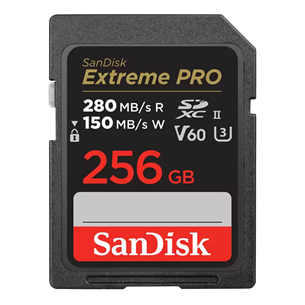 SanDisk Extreme Pro, UHS-II, SDXC, 256 GB, must - Mälukaart