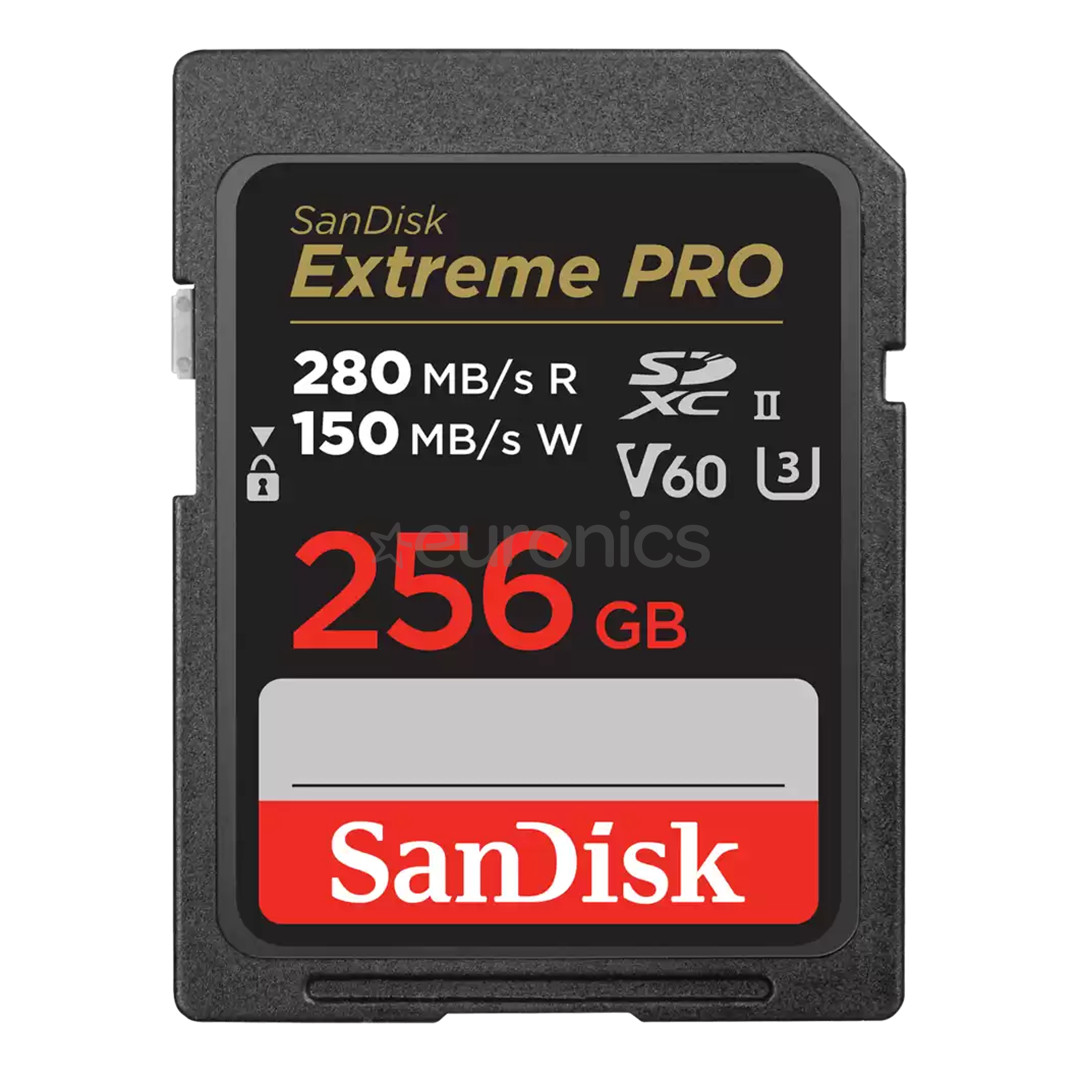 SanDisk Extreme Pro, UHS-II, SDXC, 256 GB, black - Memory card