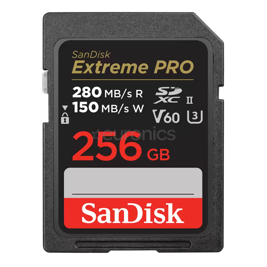 SanDisk Extreme Pro, UHS-II, SDXC, 256 GB, must - Mälukaart