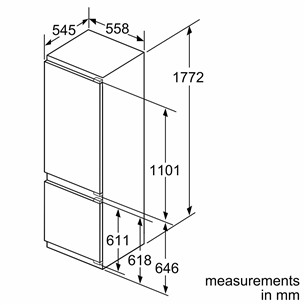 Bosch, Seeria 6, 270 L, kõrgus 178 cm - Integreeritav külmik