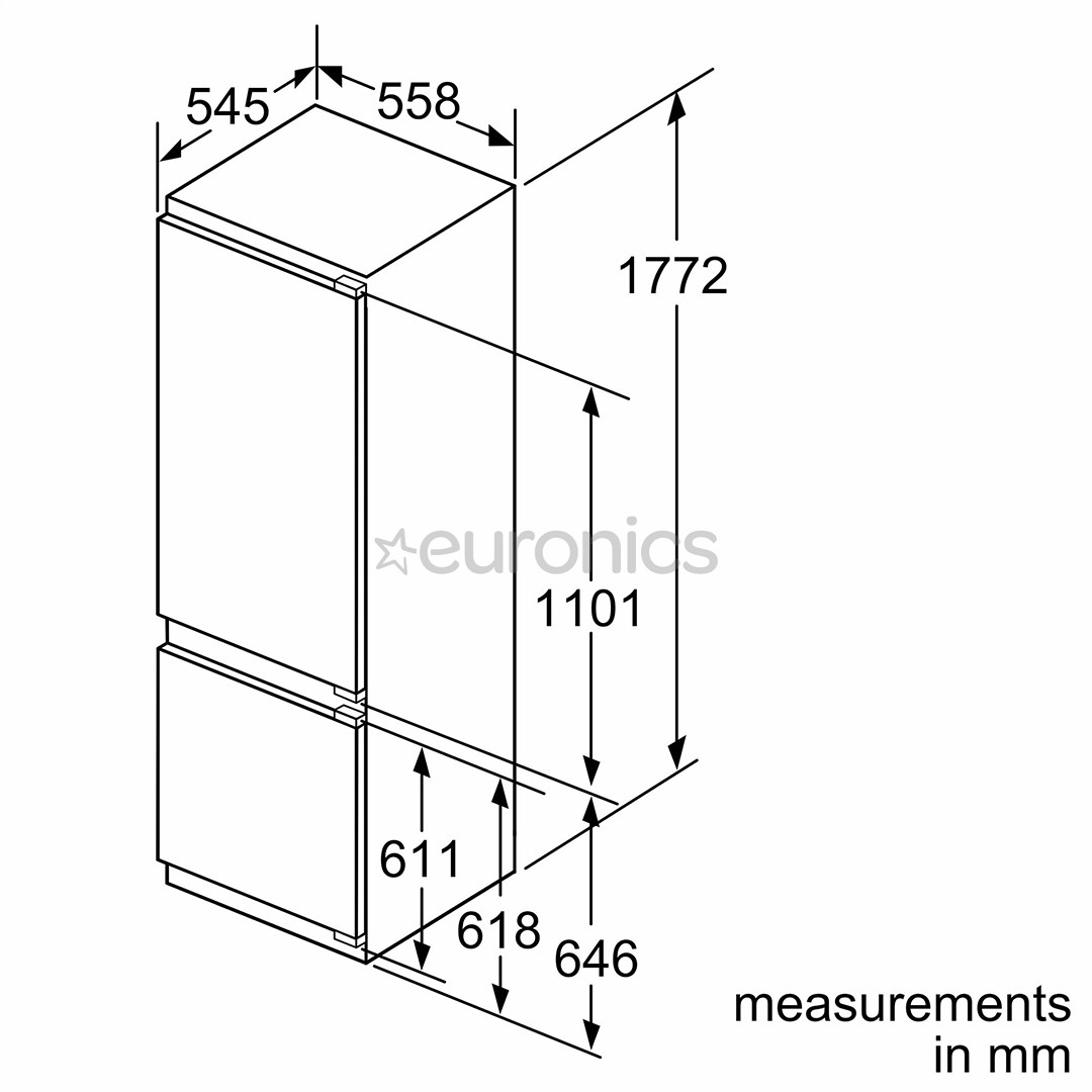 Bosch, Seeria 6, 270 L, kõrgus 178 cm - Integreeritav külmik