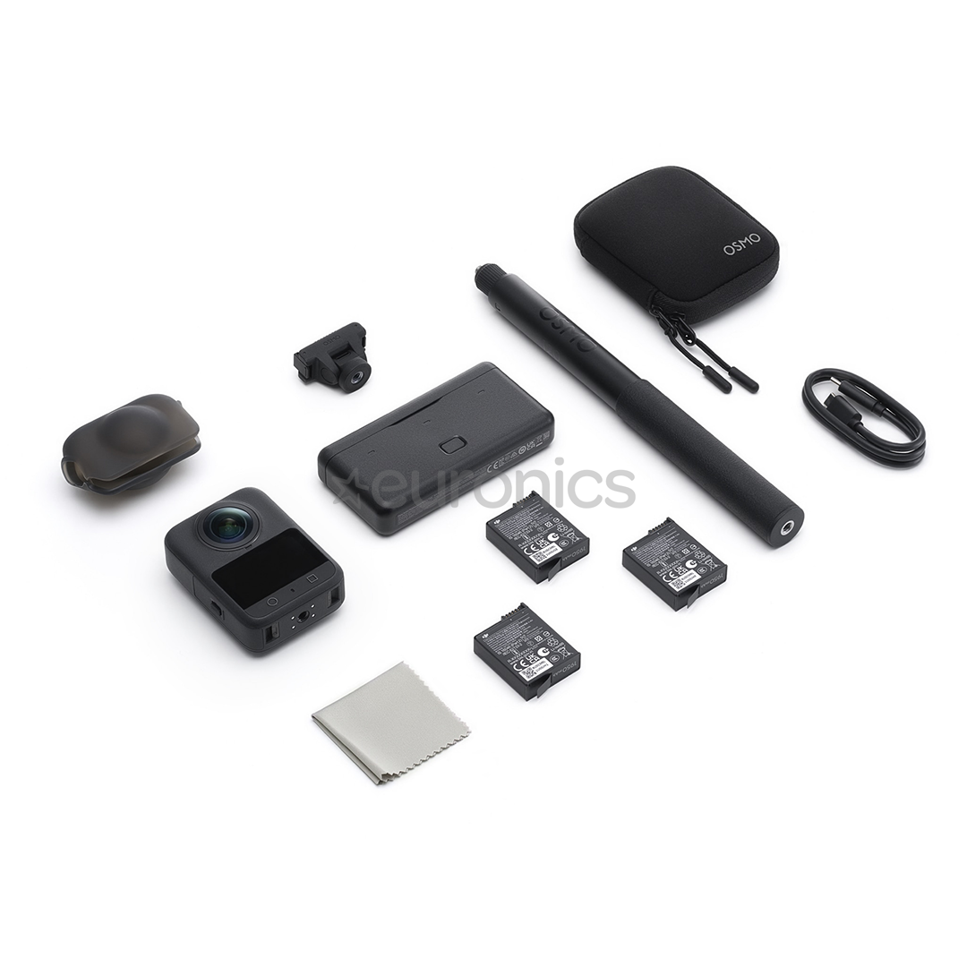 Dji Osmo 360 Adventure Combo, must - Seikluskaamera