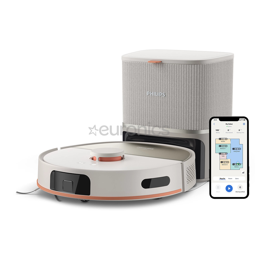 Philips HomeRun 5000 Series, сухая и влажная уборка, бежевый - Робот-пылесос