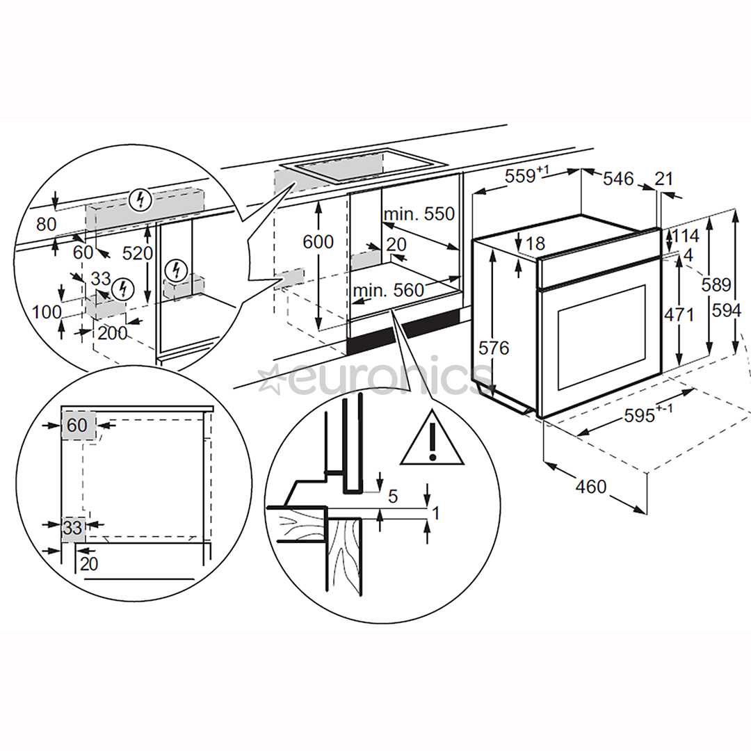 Electrolux 800 Seeria MealAssist, 70 L, must - Integreeritav auruahi