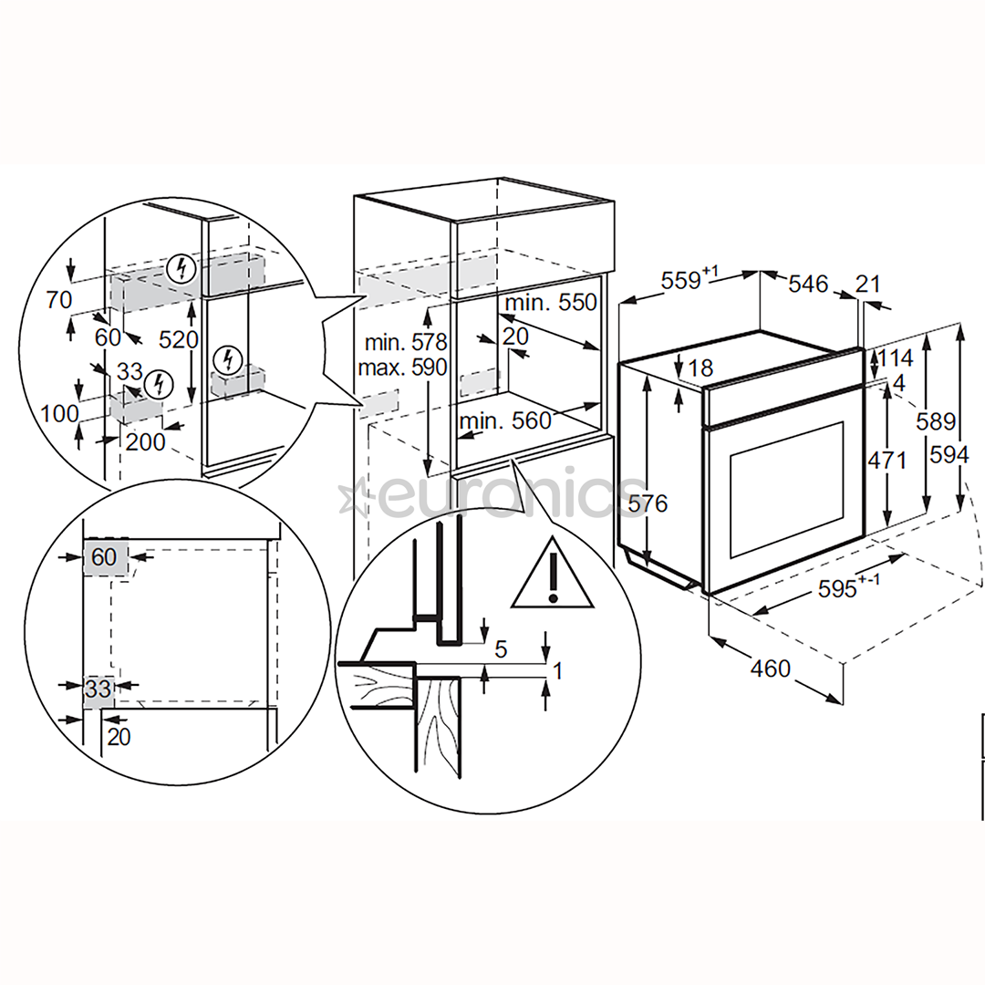 Electrolux 800 Seeria MealAssist, 70 L, must - Integreeritav auruahi