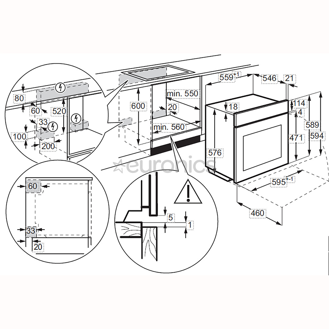 Electrolux 700 Series MealAssist, 71 L, pyrolytic cleaning, black - Built-in oven