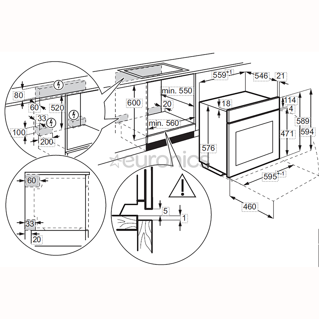 Electrolux 700 Seeria MealAssist, 71 L, pürolüütiline puhastus, must - Integreeritav ahi