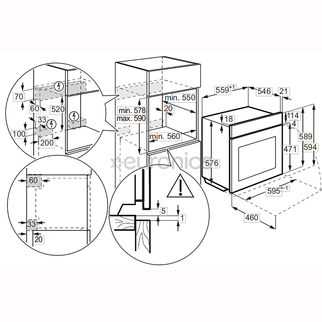 Electrolux 700 Series MealAssist, 71 L, pyrolytic cleaning, black - Built-in oven