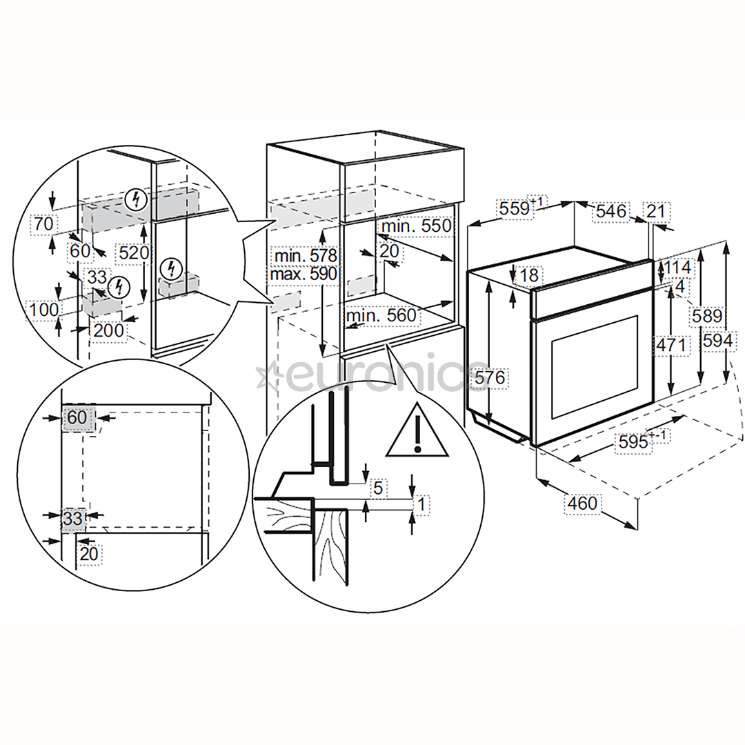 Electrolux 700 Seeria MealAssist, 71 L, pürolüütiline puhastus, must - Integreeritav ahi