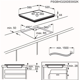 Electrolux 600 Seeria Bridge Hob2Hood, laius 59 cm, must - Integreeritav induktsioonpliidiplaat
