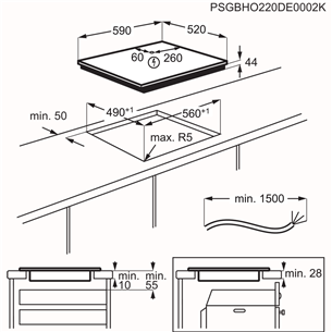 Electrolux 600 Series Bridge Hob2Hood, ширина 59 см, черный - Интегрируемая индукционная варочная панель