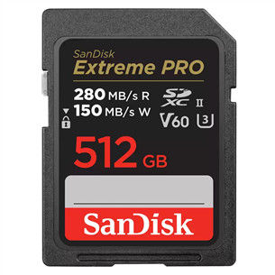 SanDisk Extreme Pro, UHS-II, SDXC, 512 GB, must - Mälukaart