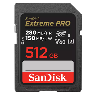 SanDisk Extreme Pro, UHS-II, SDXC, 512 ГБ, черный - Карта памяти SDSDXEP-512G-GN4IN