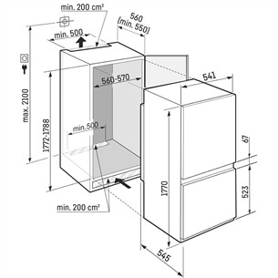 Liebherr, BioFresh, SmartFrost, 255 L, kõrgus 177 cm - Integreeritav külmik