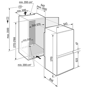 Liebherr, BioFresh, SmartFrost, 255 L, height 177 cm - Built-in Refrigerator