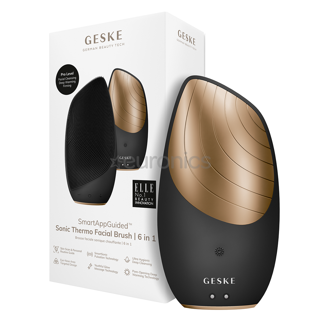 Geske Sonic Thermo Facial Brush | 6 in 1, grey - Facial skincare device