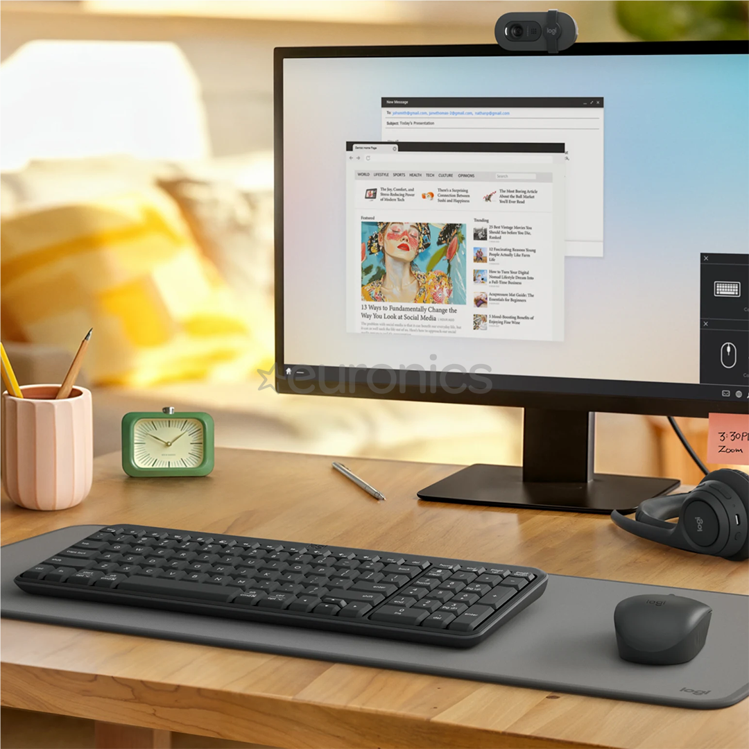 Logitech MK250 Compact, Bluetooth, SWE, черный - Беспроводной десктоп