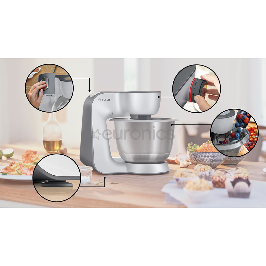 Bosch MUM5, Series 4, 1000 Вт, серебристый - Кухонный комбайн