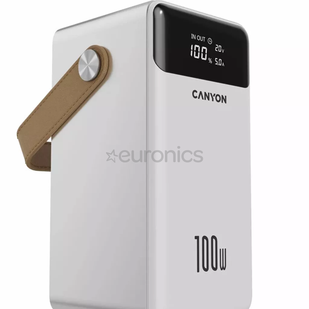 Canyon OnPower 610, 60 000 mAh, 100 W, USB-A, USB-C, valge - Akupank