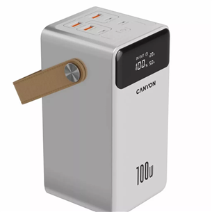 Canyon OnPower 610, 60 000 mAh, 100 W, USB-A, USB-C, valge - Akupank