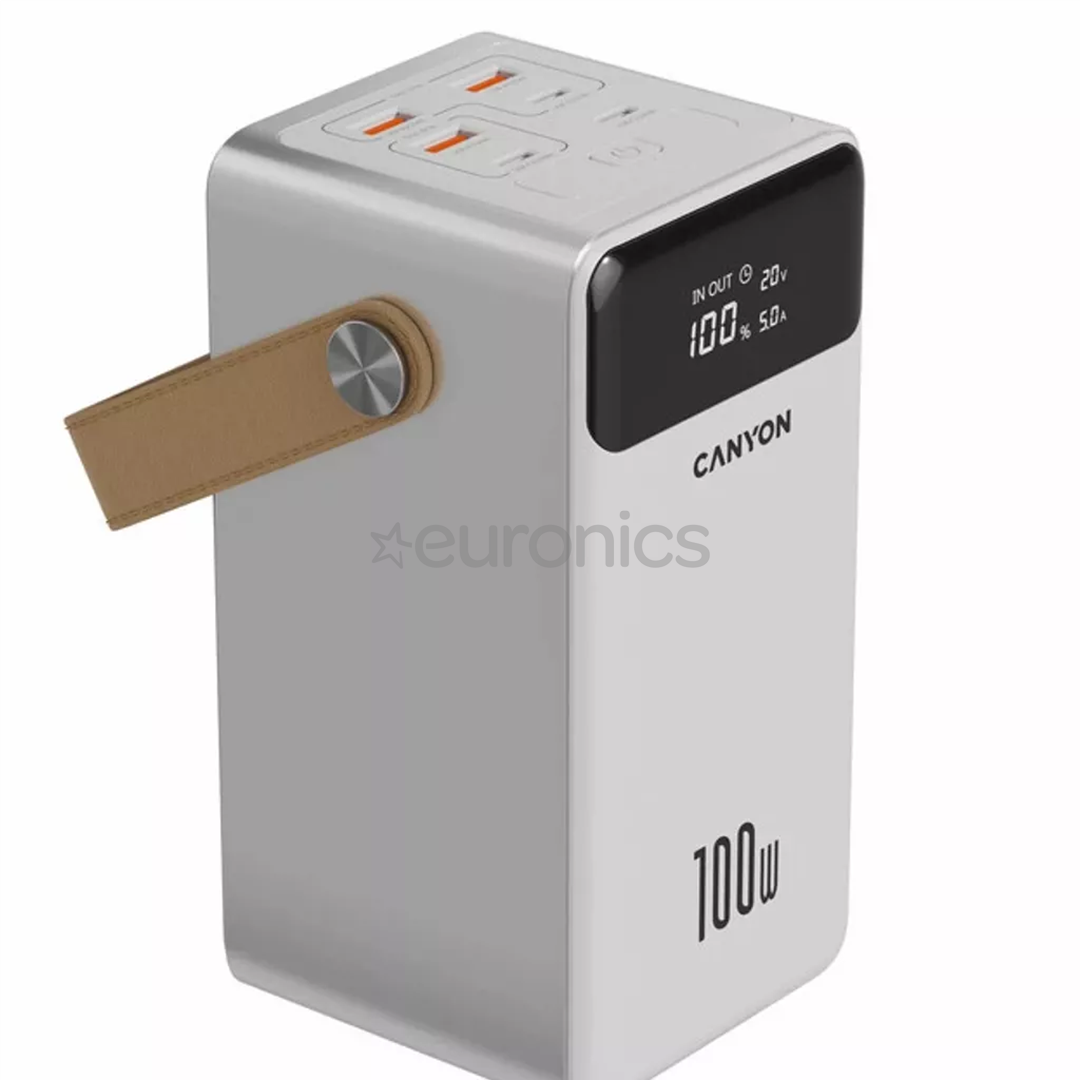 Canyon OnPower 610, 60 000 mAh, 100 W, USB-A, USB-C, valge - Akupank