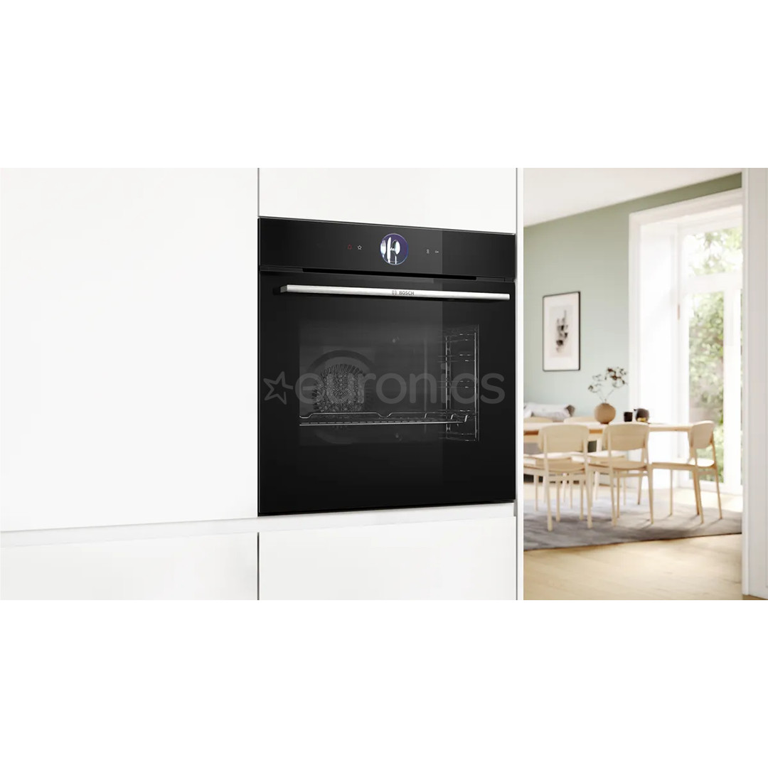 Bosch Series 8, 71 L, pyrolytic cleaning, black - Built-in oven