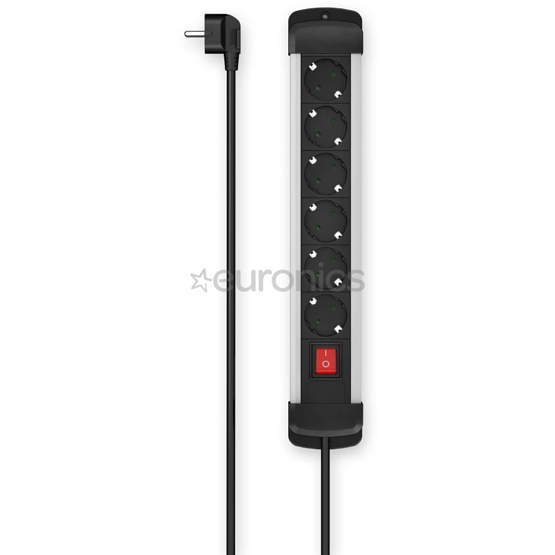 Hama Power Strip, 6 гнезд, 1,5 м, черный - Удлинитель