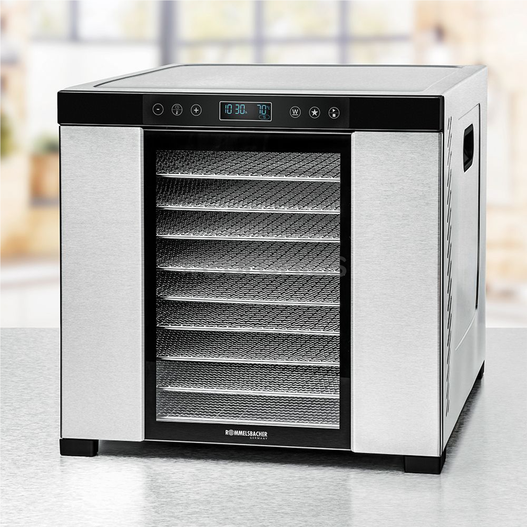 Rommelsbacher, 1000 W, roostevaba teras/must - Toidukuivati