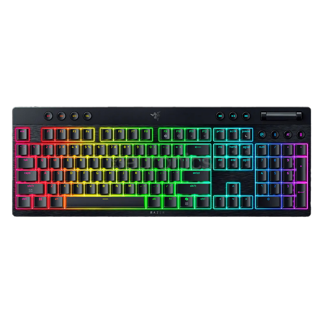 Razer BlackWidow V4 Low-Profile HyperSpeed, clicky, US, must - Juhtmevaba klaviatuur
