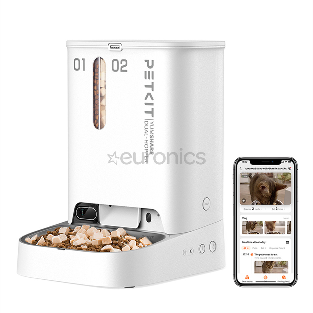 Petkit YumShare Dual-hopper, valge - Automaatne lemmikloomasöötja kaameraga