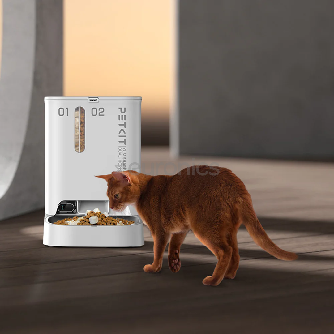 Petkit YumShare Dual-hopper, белый - Автоматическая кормушка для домашних животных с камерой