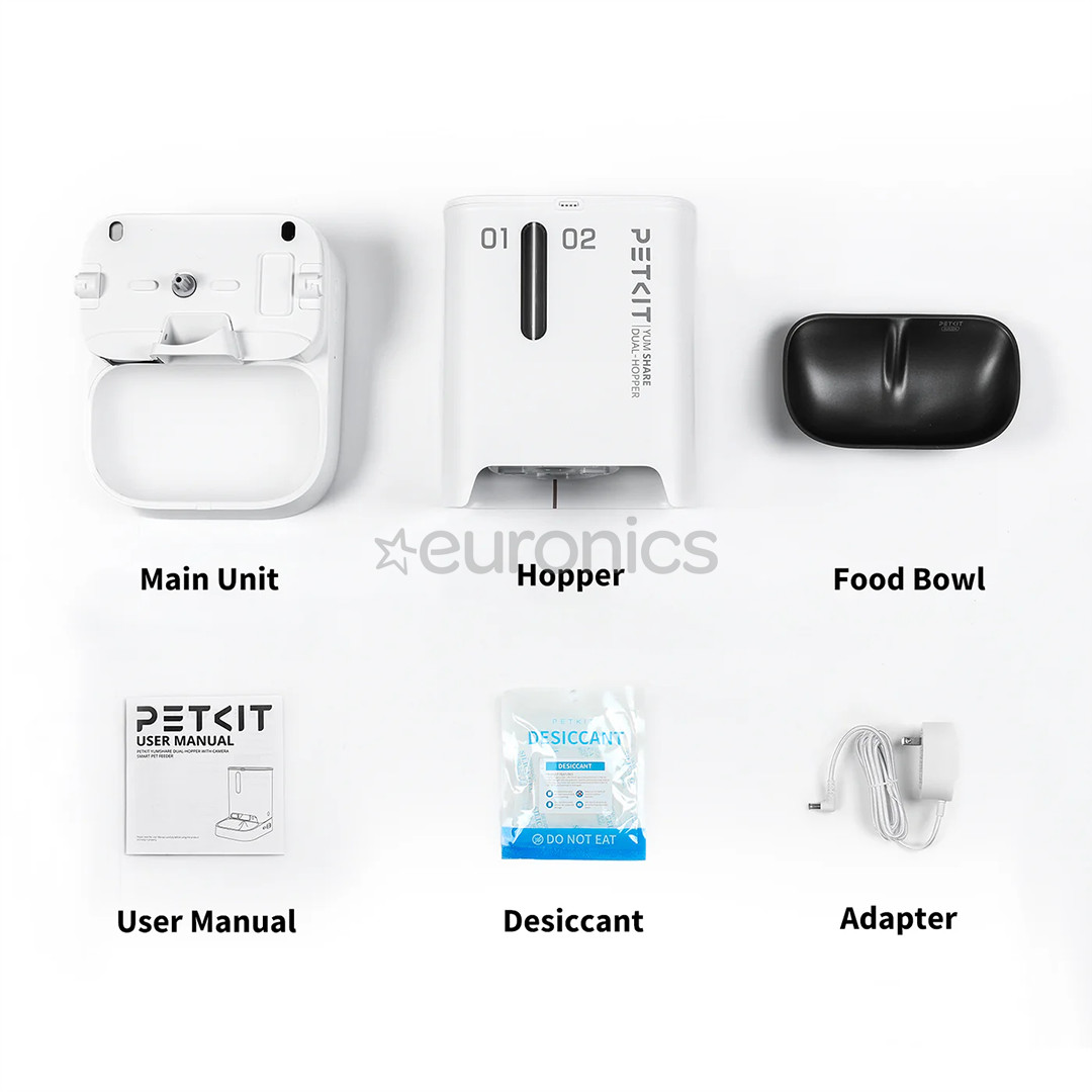 Petkit YumShare Dual-hopper, valge - Automaatne lemmikloomasöötja kaameraga