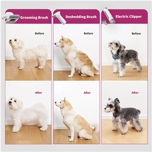 Petkit FurWaker 5-ühes (AirClipper), vaakumfunktsioon, valge/hall - Lemmikloomade hoolduskomplekt